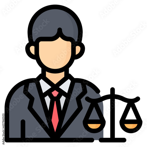 Lawyer Icon, Filled Line style icon vector illustration, Suitable for website, mobile app, print, presentation, infographic and any other project.