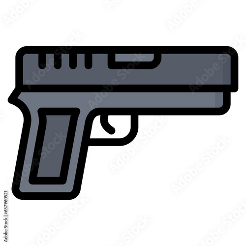 Gun Icon, Filled Line style icon vector illustration, Suitable for website, mobile app, print, presentation, infographic and any other project.
