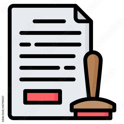 Stamp Document Icon, Filled Line style icon vector illustration, Suitable for website, mobile app, print, presentation, infographic and any other project.
