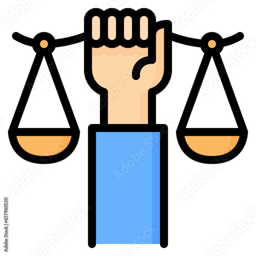 Justice Icon, Filled Line style icon vector illustration, Suitable for website, mobile app, print, presentation, infographic and any other project.