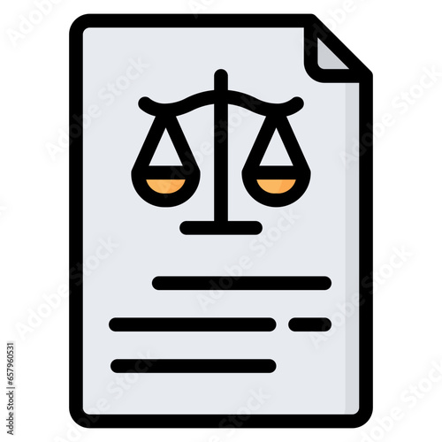 Law Document Icon, Filled Line style icon vector illustration, Suitable for website, mobile app, print, presentation, infographic and any other project.