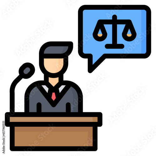 Lawyer Icon, Filled Line style icon vector illustration, Suitable for website, mobile app, print, presentation, infographic and any other project.