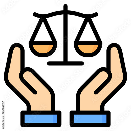 Justice Icon, Filled Line style icon vector illustration, Suitable for website, mobile app, print, presentation, infographic and any other project.