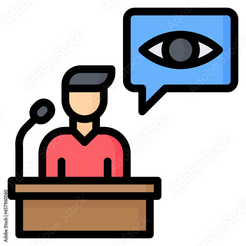 Witness Icon, Filled Line style icon vector illustration, Suitable for website, mobile app, print, presentation, infographic and any other project.