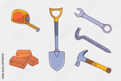 Construcction equipment collection, Construction tools illustration photo