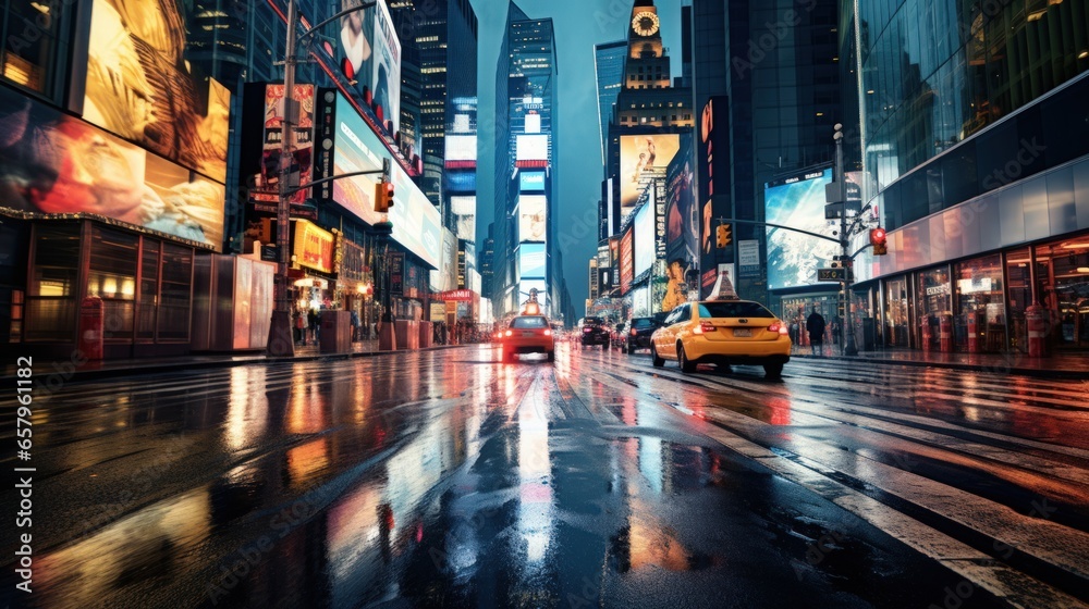 Fototapeta premium Lively and bustling city scenes with realistic lighting