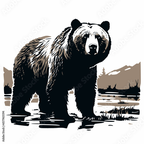 Handdrawn Bear Illustration Wall Art