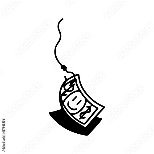 vector illustration of money with fishing hook
