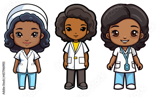 Set of Medical Cartoon Nurse Characters