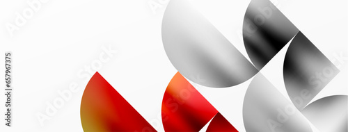 Minimalist geometric background featuring metallic round triangles, delivering sleek and modern visual aesthetic with emphasis on clean, metallic forms for wallpaper, banner, background, landing page