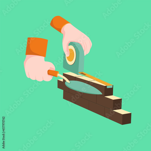illustration of a hand holding a meter wanting to lay bricks