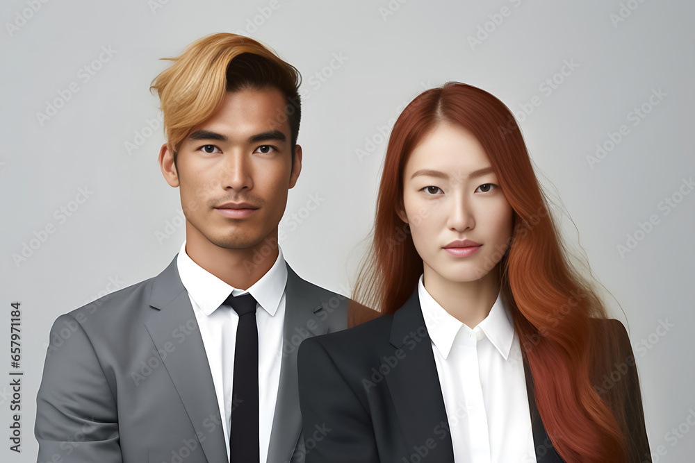 Portrait of successful group of Asian business people looking at camera. Portrait of happy businessmen and satisfied businesswomen standing as a team. Generative AI. Portrait of successful group of Asian business people looking at camera. Portrait of happy businessmen and satisfied businesswomen standing as a team. Generative AI.