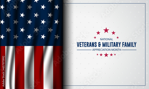 National Veterans And Military Family Appreciation Month Is November. Background Vector Illustration