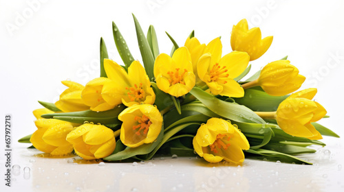 Spring flowers on white background