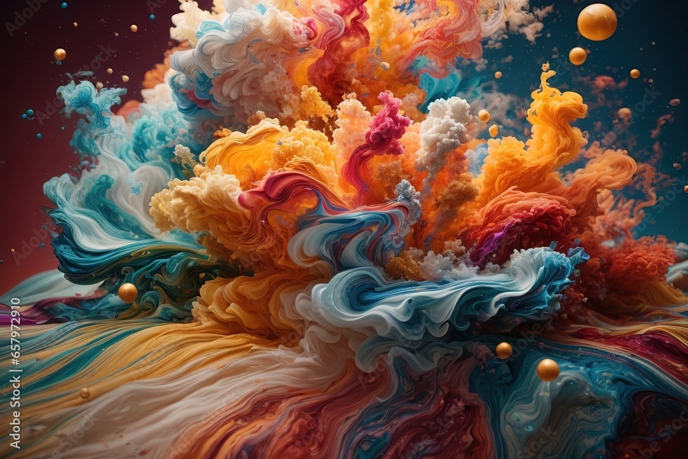 Abstract background with multi-colored paint splashes in water. Abstract background with multi-colored paint splashes in water.