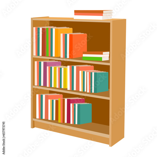 Bookshelf full of books Vector illustration