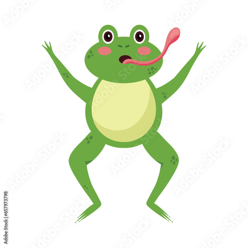 frog eating fly illustration