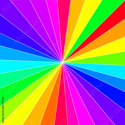 Abstract rainbow background. Colorful radial rays pattern.