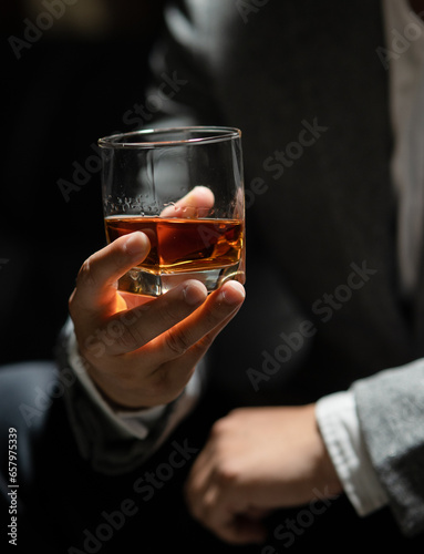 Celebrate whiskey a friendly party in restaurant.