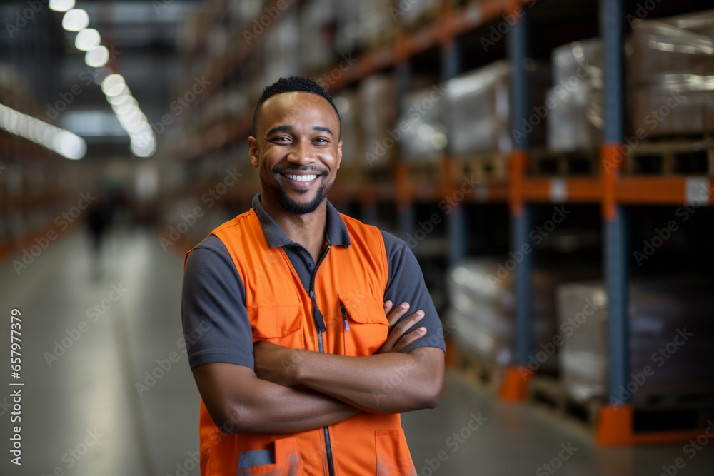 Man industrial storage occupation person business logistic job warehouse shipping distribution factory working - obrazy, fototapety, plakaty 