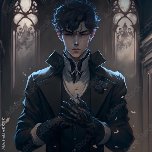 concept art character art full body character art fantasy neo noir fantasy renaissance fantasy popular well dressed five fingered hands realistic anime style full body attention to detail dark  photo