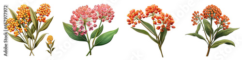 Asclepias  Flower Hyperrealistic Highly Detailed Isolated On Plain White Background photo