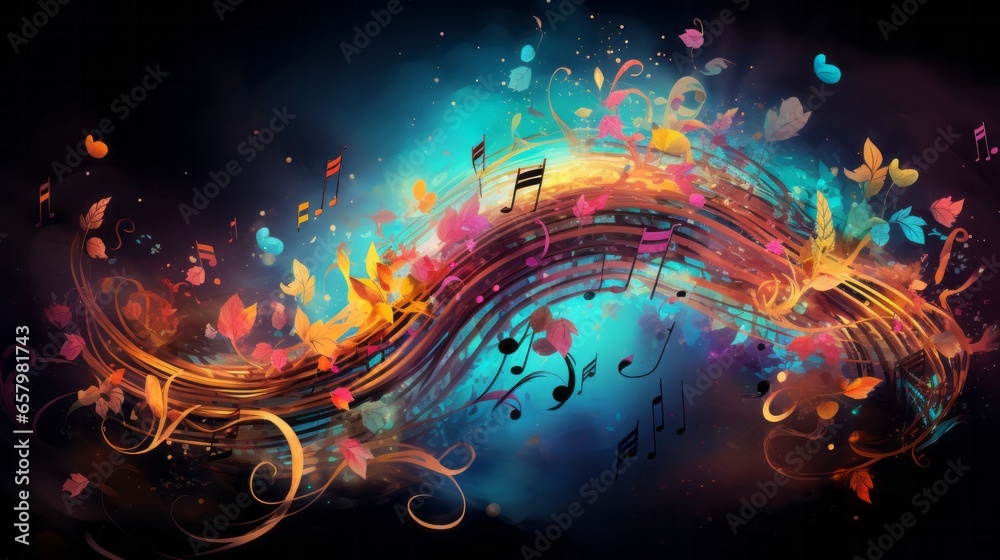 Colourful Abstract Musical Wave Design.
A vibrant abstract design with a wave of musical notes and a spectrum of colours. Colourful Abstract Musical Wave Design.
A vibrant abstract design with a wave of musical notes and a spectrum of colours.