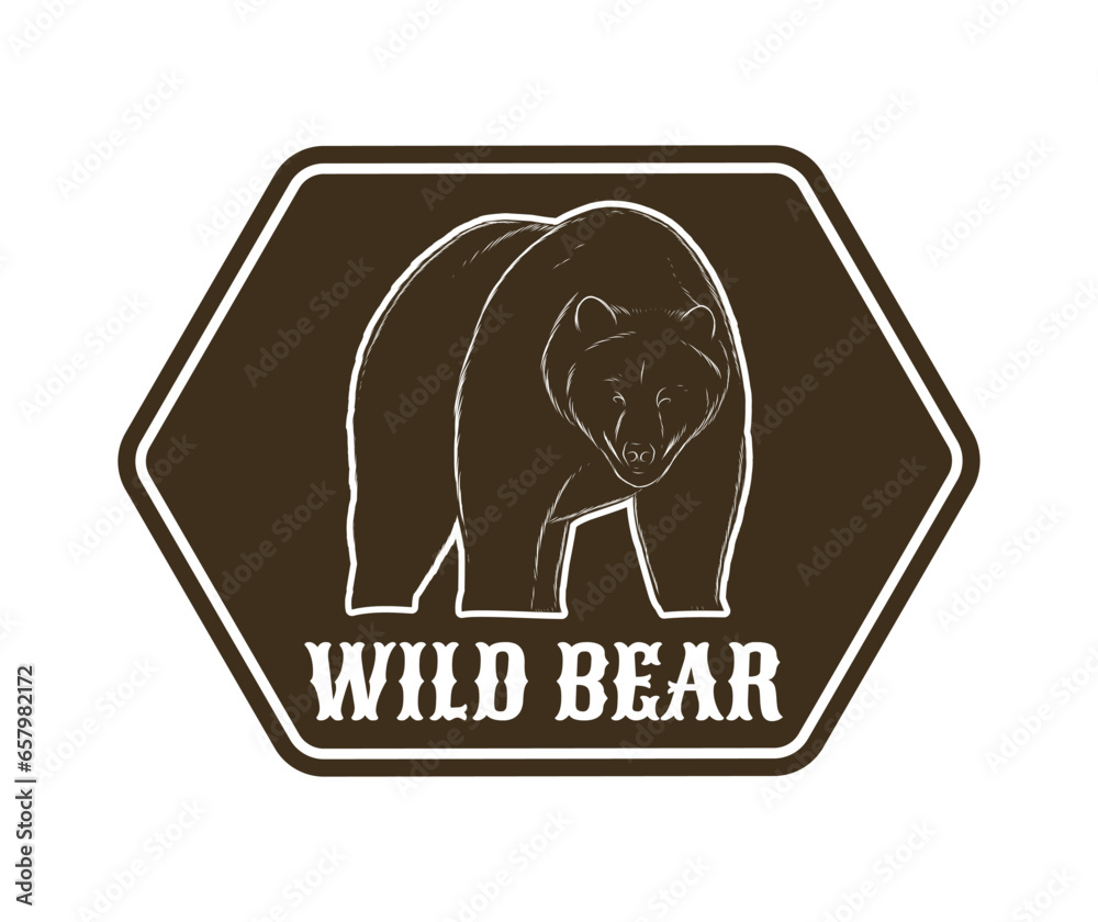 wild bear vector badge design