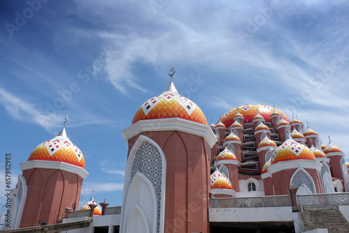 99 kubah emas mosque or 99 golden dome mosque at losari beach, makassar, indonesia photo