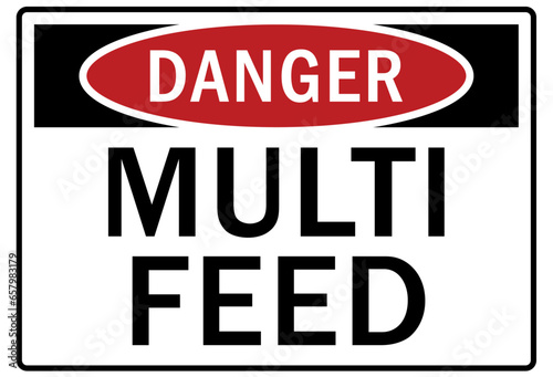 Multiple power source warning sign and labels multi feed