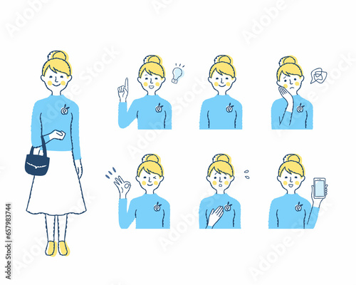 女性の表情　バリエーションセット