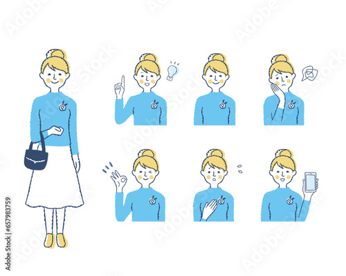 女性の表情　バリエーションセット