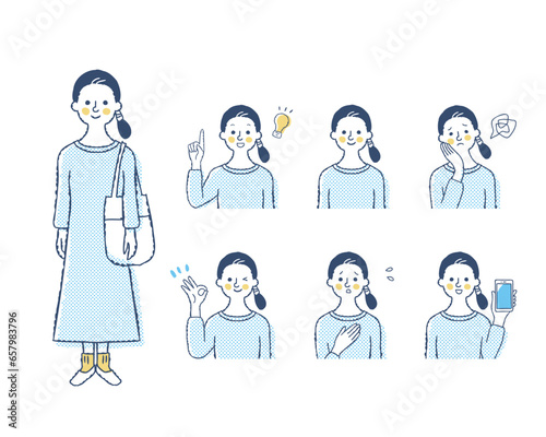 女性の表情　バリエーションセット