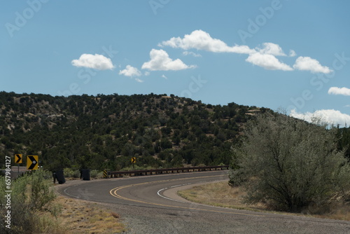 Turquoise Trail curve on exit from Madrid, New Mexico photo