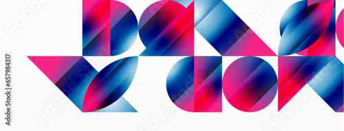 Serene gradient template. Circles and triangles mingle in minimalist perfection. Gentle fusion of forms and hues creates balanced yet captivating backdrop, embodying modern sophistication