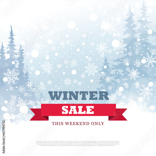 winter sale banner layout design, vector illustration