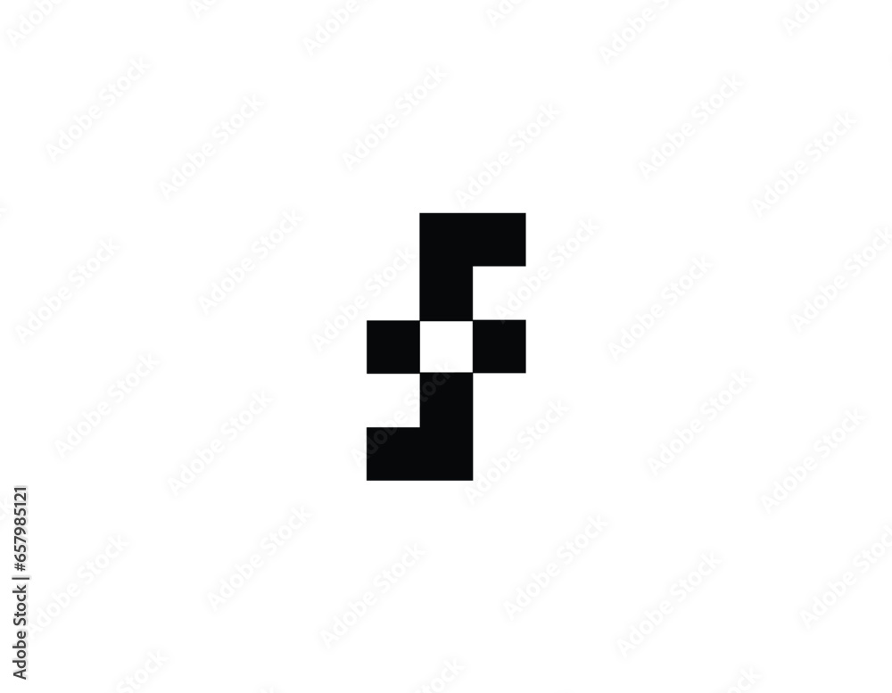 Letter F pixel logo design Letter F pixel logo design