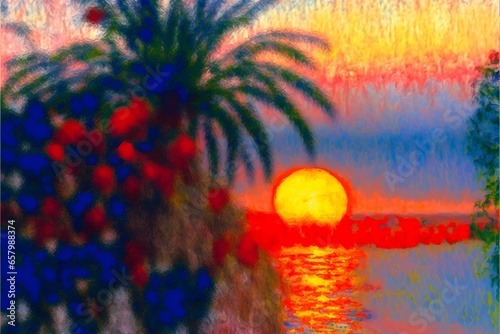 Acai is lighted by a rising sun Brazil view Claude Monet style abstract faint quero ser como voc tudo bom  photo