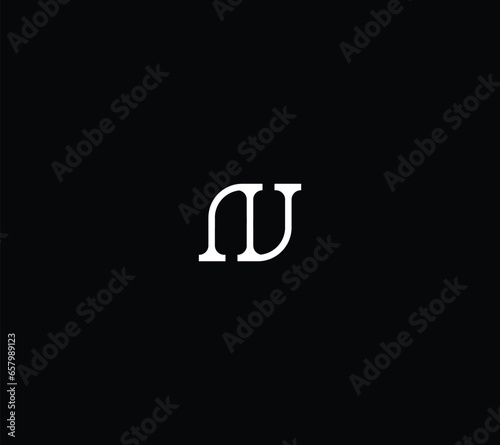 Letter N or AV logo design with black background, abstract lettering logo concept,  photo