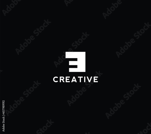 Letter F and E in square modern negative space logo. Fitness equipment letter symbol with text. Graphic alphabet symbol for sport identity