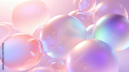 Iridescent Shiny Bubbles Background  Generative AI