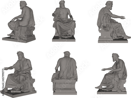 Sketch vector illustration design of old classic statue vintage greek roman poet king