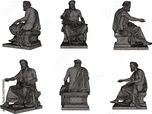 Sketch vector illustration design of old classic statue vintage greek roman poet king