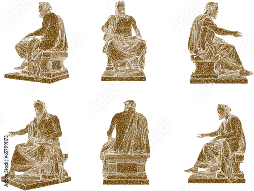 Sketch vector illustration design of old classic statue vintage greek roman poet king