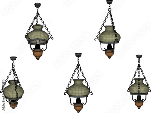 Vector sketch illustration of vintage antique old chandelier design