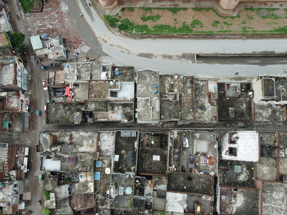 aerial view of housing area in Pakistan