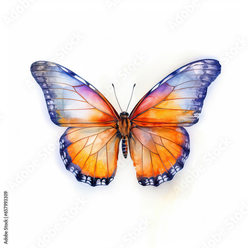 Ethereal Beauty: An Illustration of a Butterfly in Flight,butterfly isolated on white background,Butterfly Colorful Watercolor Illustration