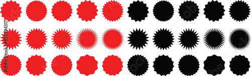 Starburst stickers set. Black stars collection. Star vector icons. Price sticker, sale sticker, price tag, starburst, quality mark, retro stars, sale or discount sticker. Promotional badge set