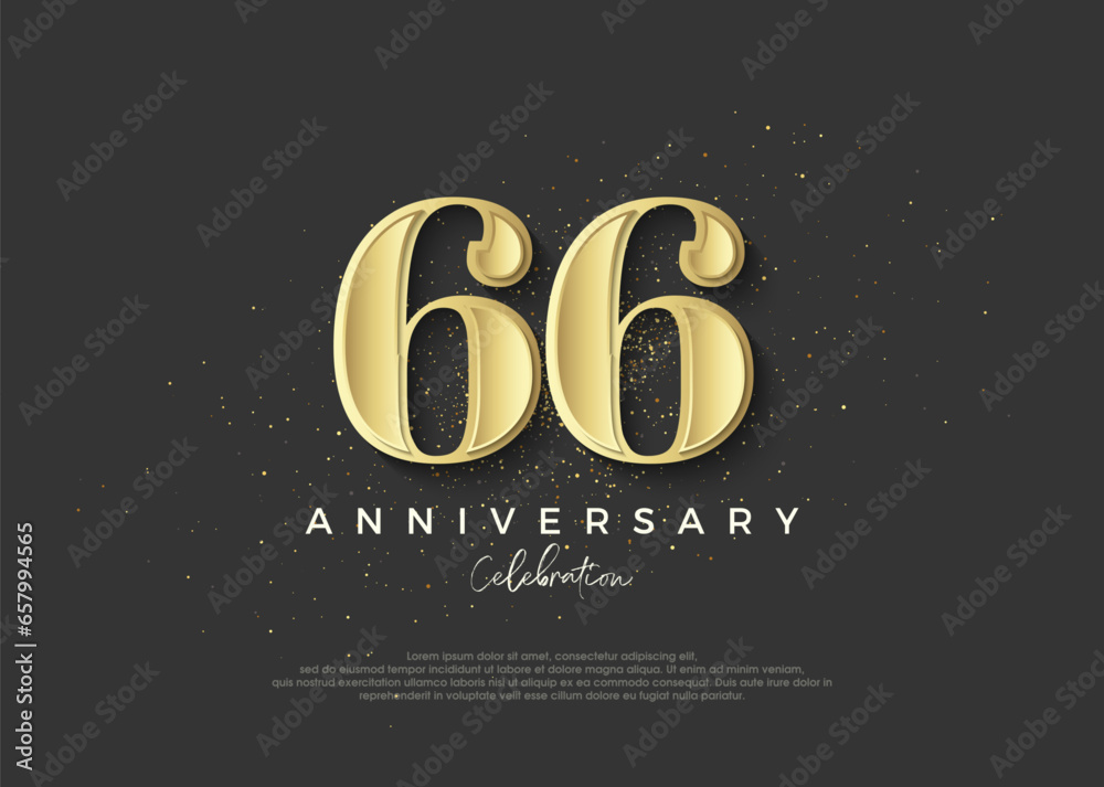 66th anniversary golden. Premium vector design to celebrate birthday ...