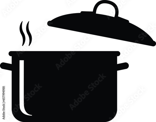 eps10 black vector cooking pot solid abstract art icon or logo isolated on white background. stock pot symbol in a simple flat trendy modern style for your website design, logo, and mobile app